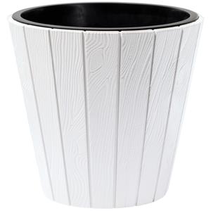 Prosperplast Plantenpot Wood Style - kunststof - wit - D35 cm