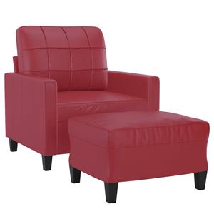 vidaXL Fauteuil met voetenbank 60 cm kunstleer wijnrood