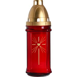 Cosy & Trendy Grafkaars/gedenklicht met deksel rood 8 x 22 cm - 3 dagen brandtijd - Graflichten/herdenkingslichten -