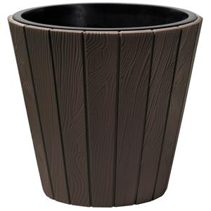 Prosperplast Plantenpot Wood Style - kunststof - donkerbruin - D30 cm