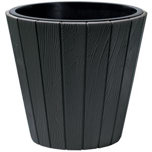 Prosperplast Plantenpot Wood Style - kunststof - antraciet - D30 cm