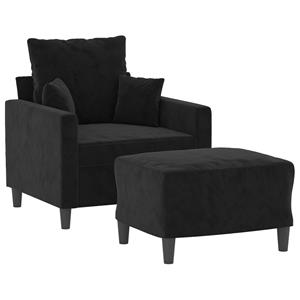 vidaXL Fauteuil met voetenbank 60 cm fluweel zwart