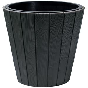 Prosperplast Plantenpot Wood Style - kunststof - antraciet - D35 cm