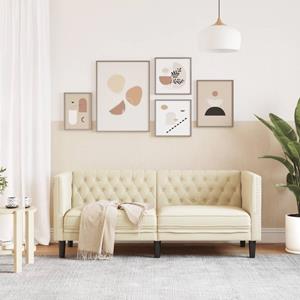 vidaXL Tweezitsbank Chesterfield-stijl kunstleer crèmekleurig