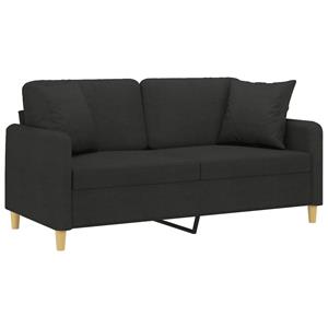 vidaXL Tweezitsbank met sierkussens 140 cm stof zwart