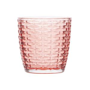 Cosy & Trendy Theelichthouder/waxinelichthouder - glas - rood - 9 x 9 cm - steentjes motief -