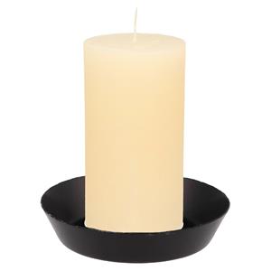 Merkloos Kaarshouder/ mini schaaltje voor stompkaars - zwart - metaal - D10 x 2 cm -