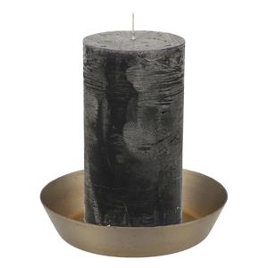 Merkloos Kaarshouder/ mini schaaltje voor stompkaars - goud - metaal - D10 x 2 cm -