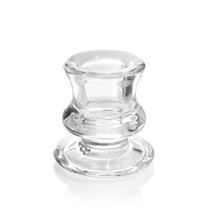 Merkloos Glazen transparante kandelaar/kaarsenhouder voor dinerkaarsen 6 cm -