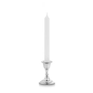 Giftdecor Kaarsen kandelaar van decoratief metaal - voor dinerkaarsen - zilver - D6 x H8 cm -
