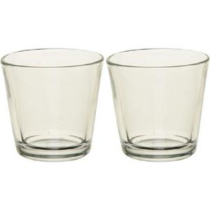 Merkloos 2x Theelichthouders/waxinelichthouders transparant 7 cm -