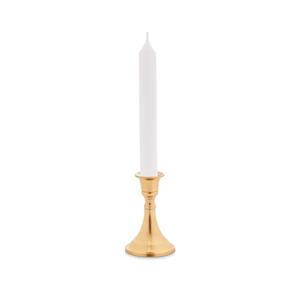Giftdecor Kaarsen kandelaar van decoratief metaal - voor dinerkaarsen - goud - D8 x H11 cm -