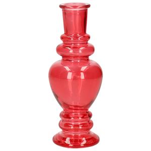 Merkloos Kaarsen kandelaar Venice - gekleurd glas - helder koraal rood - D5,7 x H15 cm -