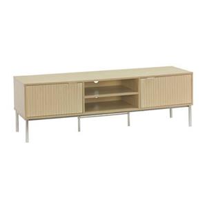 Sweeek  TV-meubel van gegroefd hout en metaal, 2 deuren, 160cm