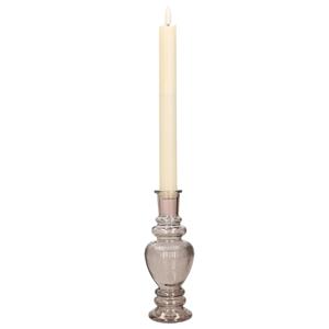 Merkloos Kaarsen kandelaar Venice - gekleurd glas - ribbel grijs smoke - D5,7 x H15 cm -