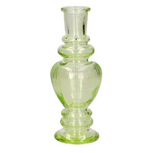 Merkloos Kaarsen kandelaar Venice - gekleurd glas - ribbel lichtgroen - D5,7 x H15 cm -