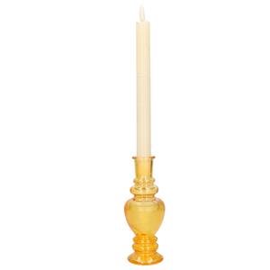 Merkloos Kaarsen kandelaar Venice - gekleurd glas - ribbel okergeel - D5,7 x H15 cm -