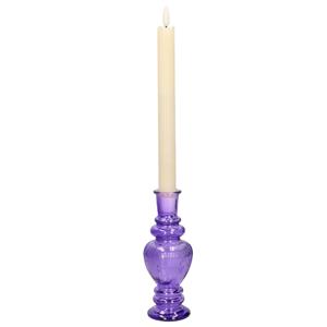 Merkloos Kaarsen kandelaar Venice - gekleurd glas - ribbel paars - D5,7 x H15 cm -
