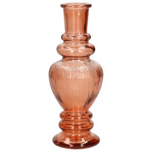 Merkloos Kaarsen kandelaar Venice - gekleurd glas - ribbel zacht oranje - D5,7 x H15 cm -