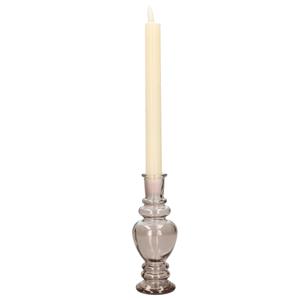 Merkloos Kaarsen kandelaar Venice - gekleurd glas - helder grijs smoke - D5,7 x H15 cm -