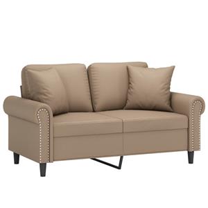 vidaXL Tweezitsbank met sierkussens 120 cm kunstleer cappuccinokleurig