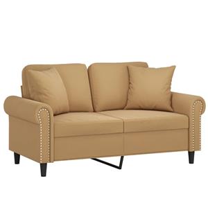 vidaXL Tweezitsbank met sierkussens 120 cm fluweel bruin