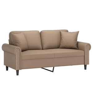 vidaXL Tweezitsbank met sierkussens 140 cm kunstleer cappuccinokleurig