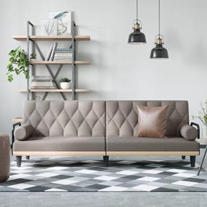 vidaXL Slaapbank met armleuningen stof taupe