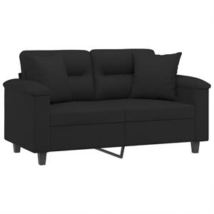 vidaXL Tweezitsbank met kussens 120 cm microvezelstof zwart