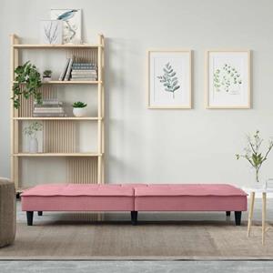 vidaXL Slaapbank met bekerhouders fluweel roze