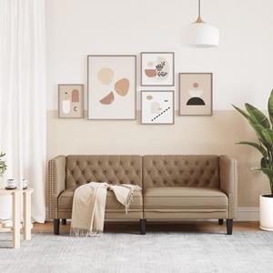 vidaXL Tweezitsbank Chesterfield-stijl kunstleer cappuccinokleurig