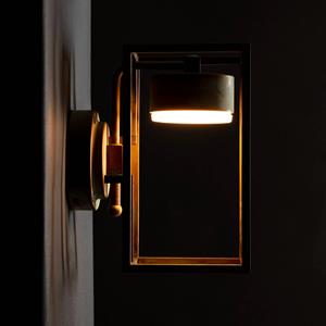 Moretti Luce LED buitenwandlamp Cubic 3372 antiek messing/opaal