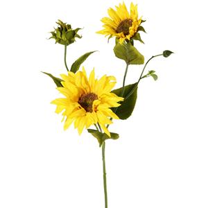 TopArt Kunstbloem Zonnebloem tak - 60 cm - geel - kunst zijdebloem - decoratie bloemen -