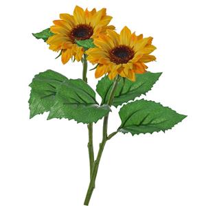 Merkloos Kunstbloem Zonnebloem tak - 2x - 35 cm - geel - kunst zijdebloem - decoratie -