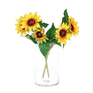 Bellatio Design Kunstbloem Zonnebloem Helianthus - 2x - cm - losse steel - kunst zijdebloem -
