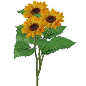 Merkloos Kunstbloem Zonnebloem tak - 3x - 35 cm - geel - kunst zijdebloem - decoratie -