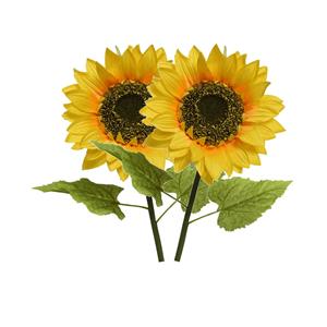 Bellatio flowers & plants Kunstbloem Zonnebloem tak - 2x - 76 cm - geel - kunst zijdebloem - decoratie bloemen -