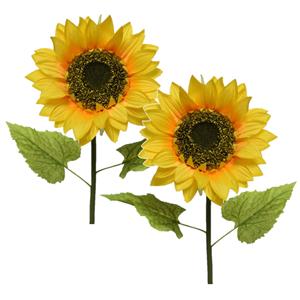 Bellatio flowers & plants 2x Gele zonnebloemen kunstbloemen/kunsttakken 76 cm -