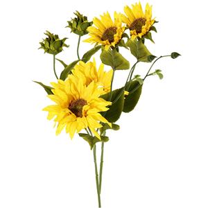 TopArt Kunstbloem Zonnebloem tak - 2x - 60 cm - geel - kunst zijdebloem - decoratie bloemen -