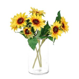 Bellatio Design Kunstbloem Zonnebloem Helianthus - 3x - cm - losse steel - kunst zijdebloem -