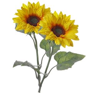 TopArt Kunstbloem Zonnebloem tak - 2x - 81 cm - geel - kunst zijdebloem - decoratie -