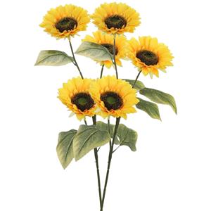Mica Decorations Kunstbloem Zonnebloem tak - 2x - 92 cm - geel - kunst zijdebloem - decoratie -