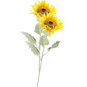 Merkloos Kunstbloem Zonnebloem tak - 2x - 82 cm - geel - kunst zijdebloem - decoratie bloemen -