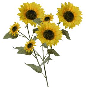 Bellatio flowers & plants Kunstbloem Zonnebloem tak - 3x - 72 cm - geel - kunst zijdebloem - decoratie bloemen -