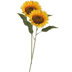Mica Decorations Kunstbloem Zonnebloem tak - 2x - 70 cm - geel - kunst zijdebloem - decoratie -