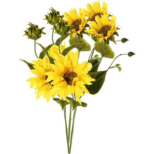 TopArt Kunstbloem Zonnebloem tak - 3x - 60 cm - geel - kunst zijdebloem - decoratie bloemen -
