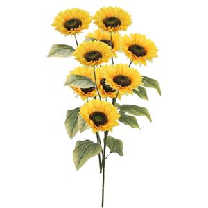 Mica Decorations Kunstbloem Zonnebloem tak - 3x - 92 cm - geel - kunst zijdebloem - decoratie -