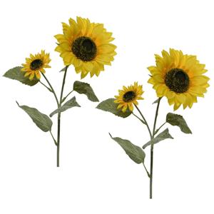 Bellatio flowers & plants 4x Gele zonnebloemen kunstbloemen/kunsttakken 72 cm -