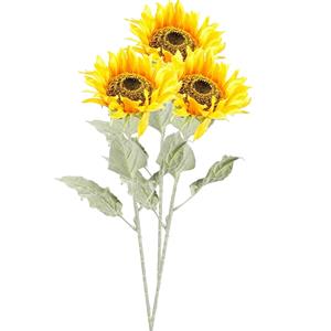 Merkloos Kunstbloem Zonnebloem tak - 3x - 82 cm - geel - kunst zijdebloem - decoratie bloemen -