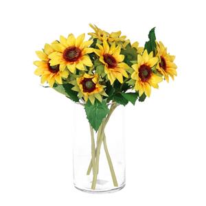 Bellatio Design Kunstbloem Zonnebloem Helianthus - 5x - cm - losse steel - kunst zijdebloem -